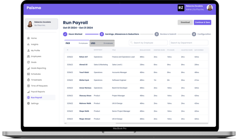 Payroll Tab